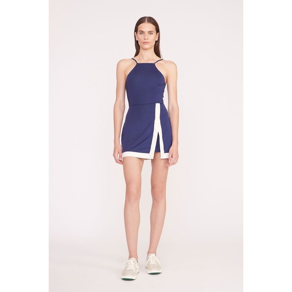$235 NWOT STAUD Court Top Spin Navy Blue Halter Skirt Dress Contrast Trim $235 NWOT STAUD Court Top Spin Navy Blue Halter Skirt Dress Contrast Trim